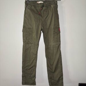 Levi's Cargo Pants Youth 8 Green Cotton Stretch Mid Rise Pockets Drawstring